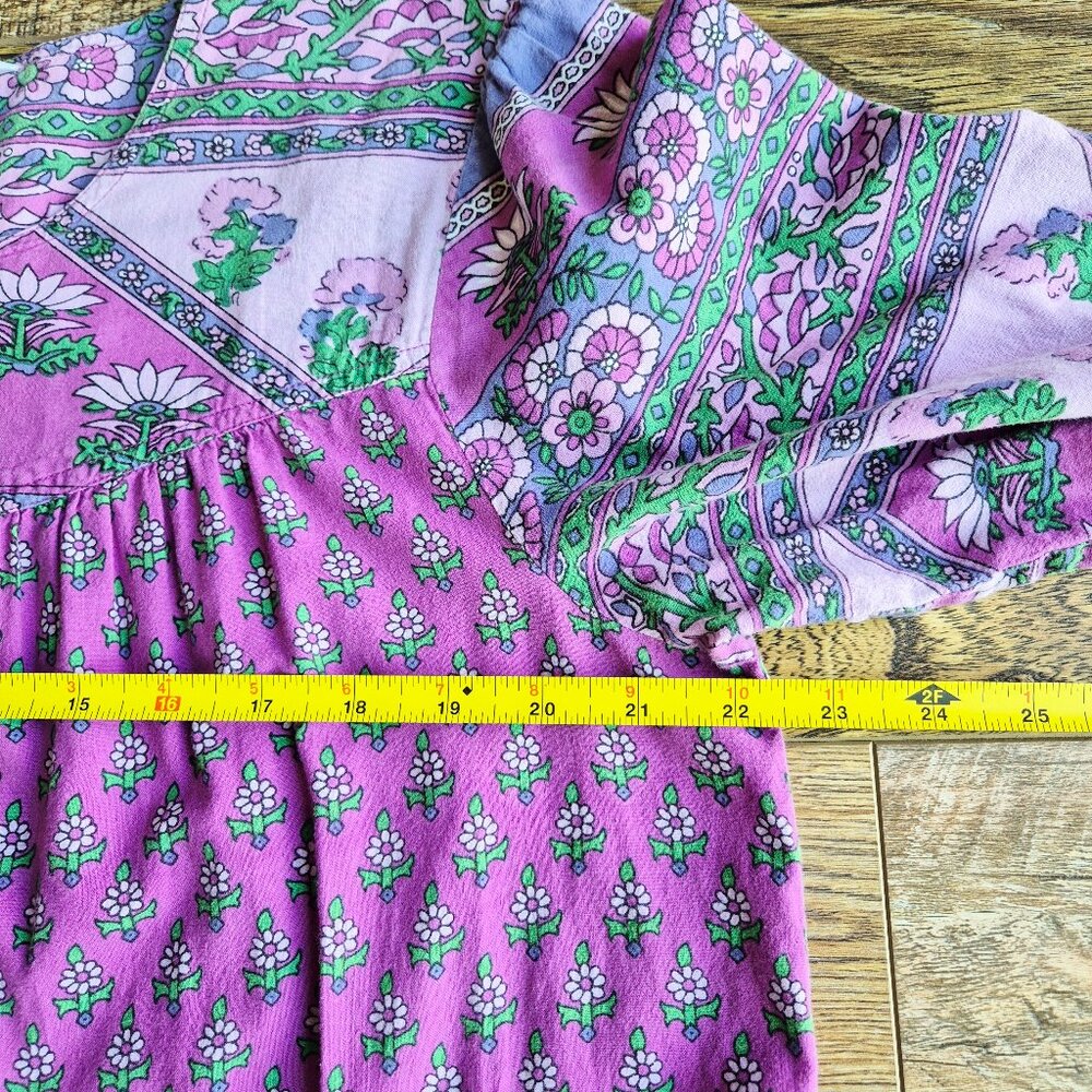The Vermont Country Store Cotton Tiered Lounger House Dress Short Sleeve - Picture 10 of 11